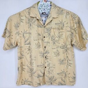 Tommy‎ Bahama Shirt Mens XL Floral Silk Hawaiian Camp Casual Short Sleeve FLAWS